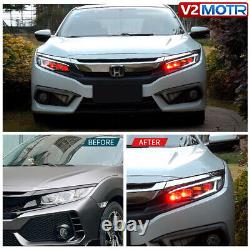 2PCS Full LED Projector Headlights For Honda Civic 2016-2020 2021 RED Demon Eye