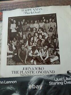 John Lennon Double Fantasy Mind Games Lot 2 LP's & Nine Rare 45 rpm's See Photos