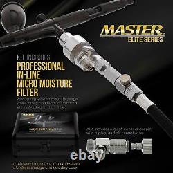 Master Elite Plus Ultimate Airbrush Set, Model 120, Dual-Action, 3 Tip Kit, Case